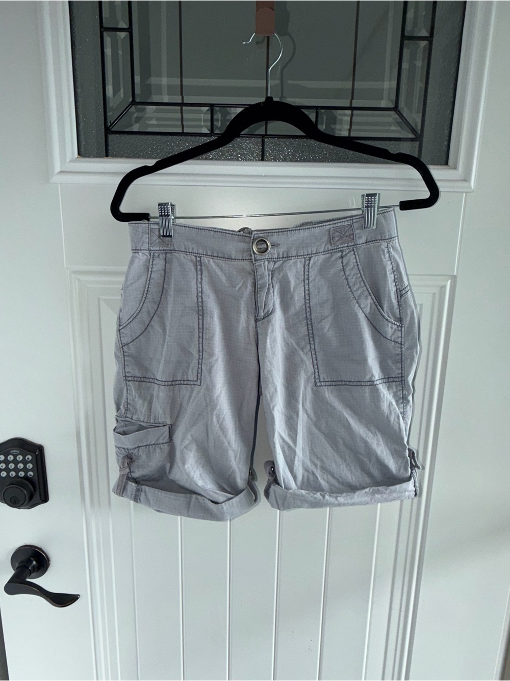 Free People Light Gray Cargo Bermuda Shorts